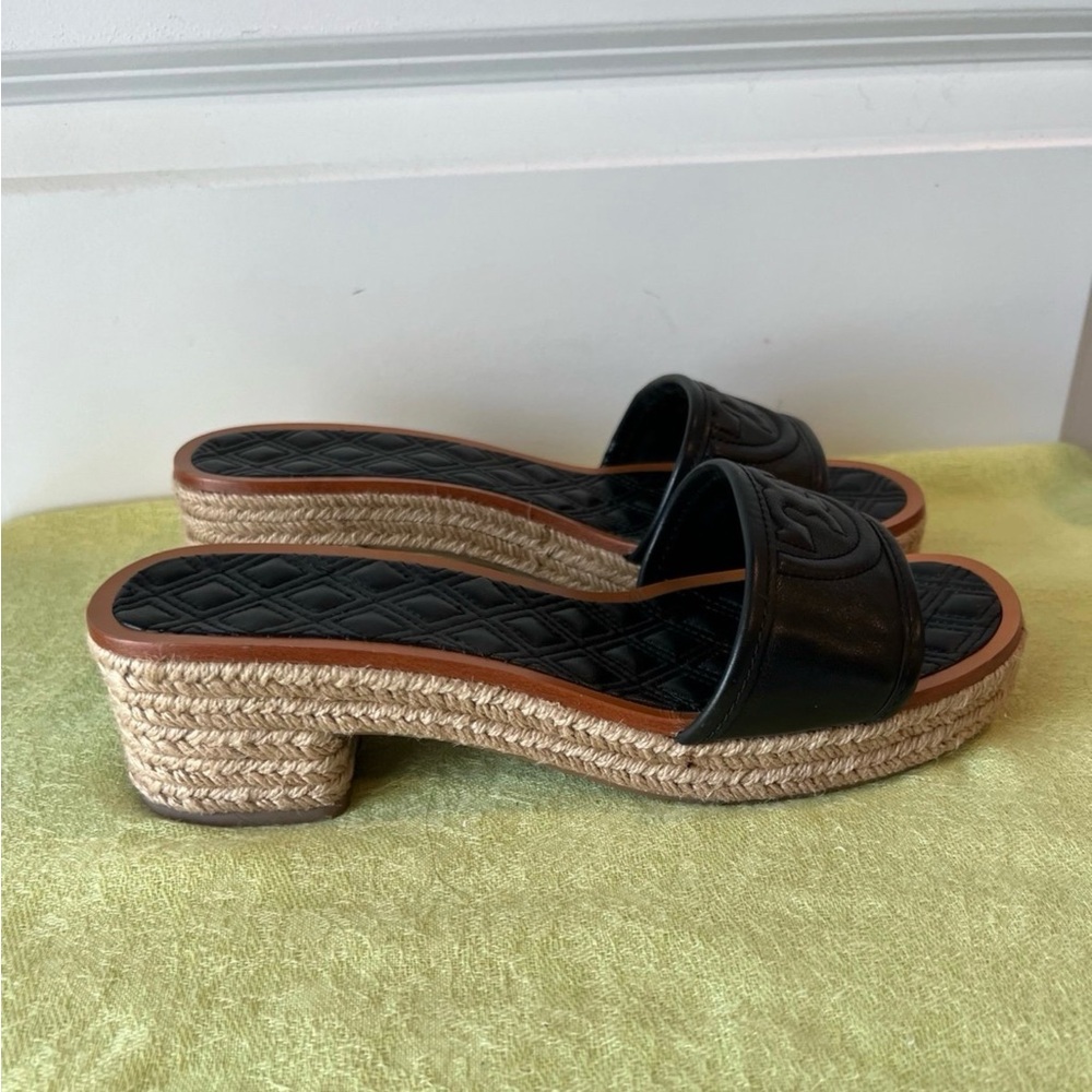 Tory Burch Fleming Espadrille Block Slide Sandals - Size 9.5